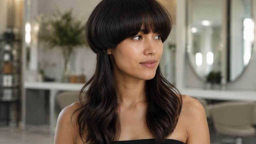Wavy Lower-Layer Jellyfish hair on an adult model, showing short smooth round cap and long lower hair styled in loose soft waves.