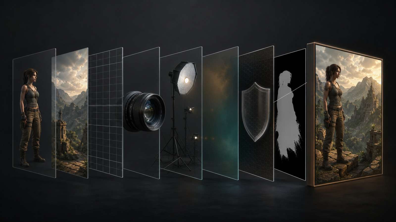 Finished AI image assembled from subject, environment, composition, camera, lighting, style, preservation and edit layers