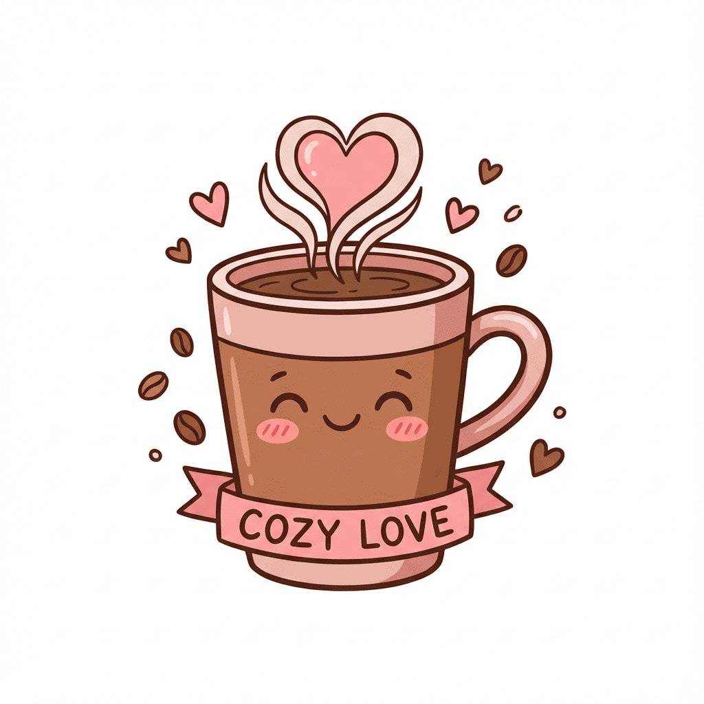 Kawaii coffee cup clipart