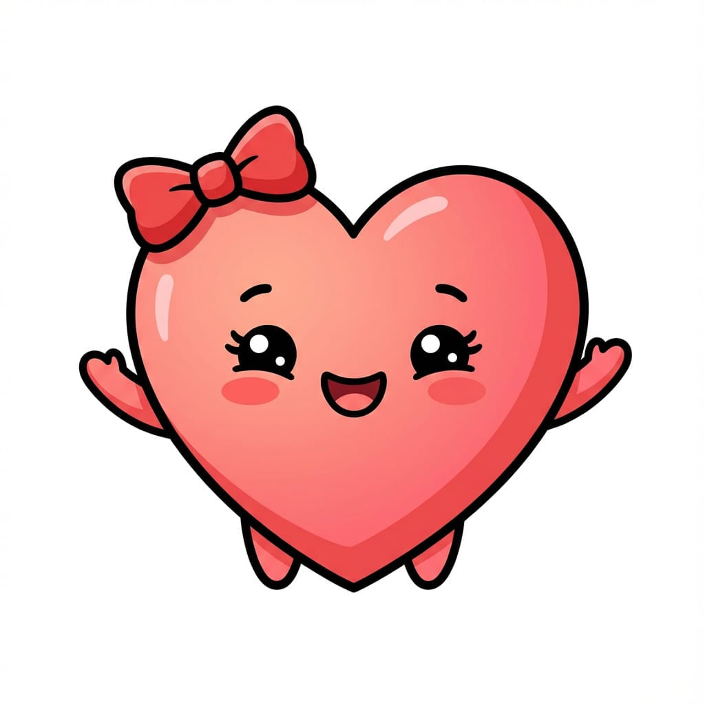 Kawaii heart character clipart