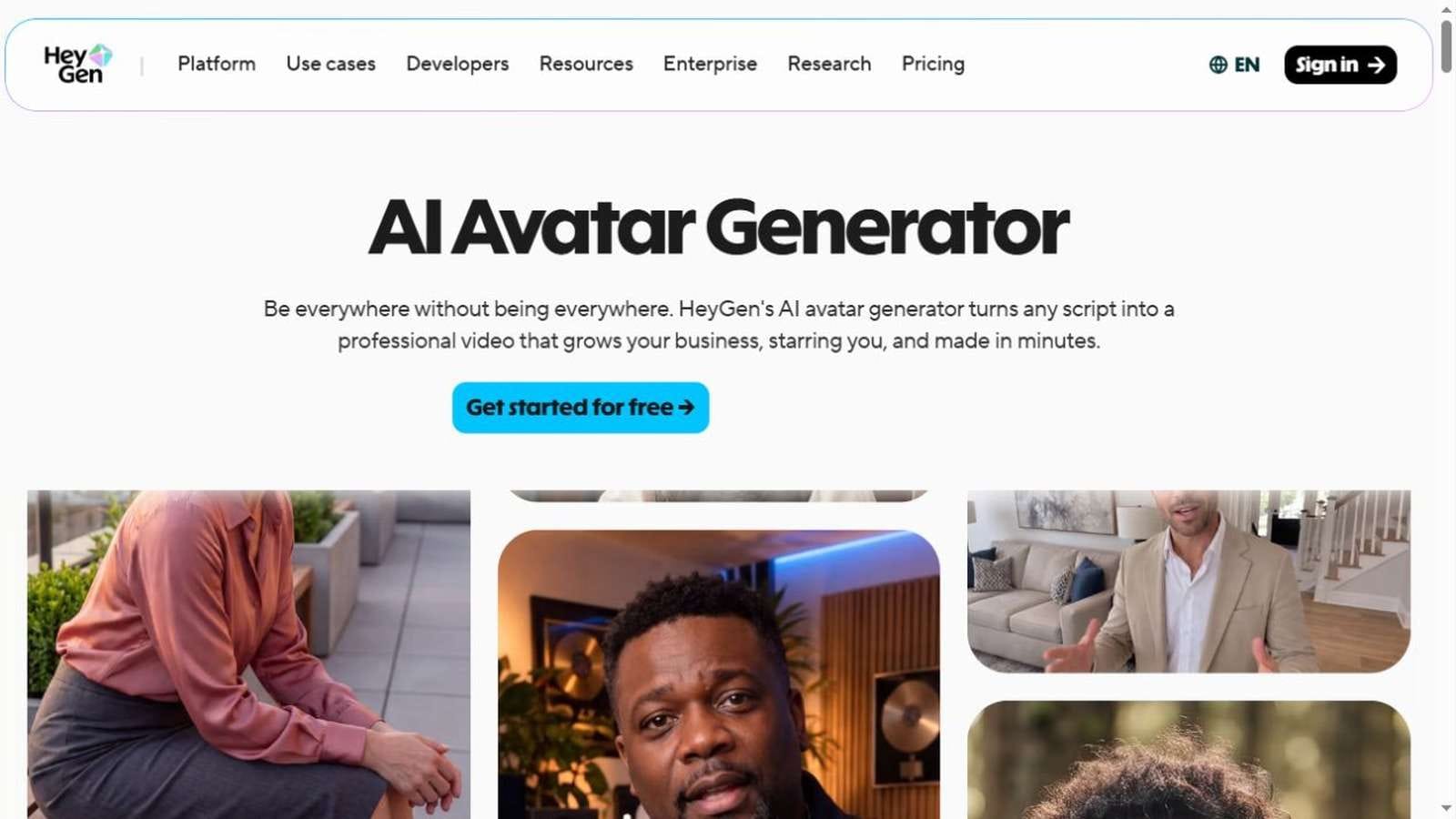 HeyGen avatar creation dashboard and digital twin video example