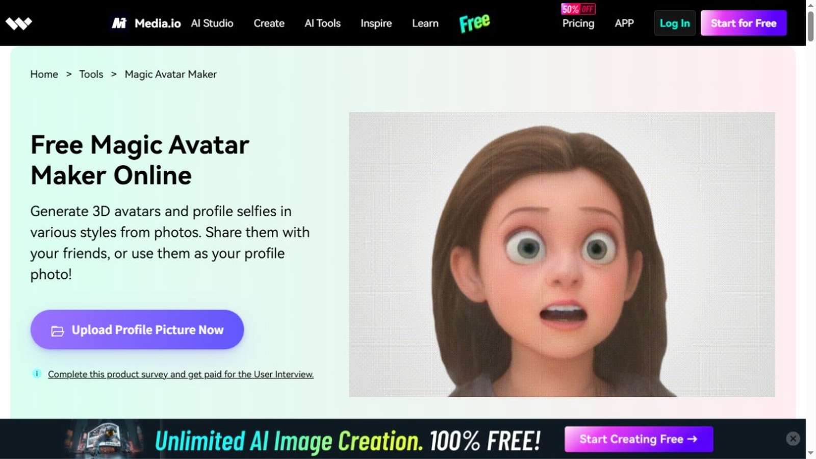 Media.io AI character development and spokesperson workflow in English