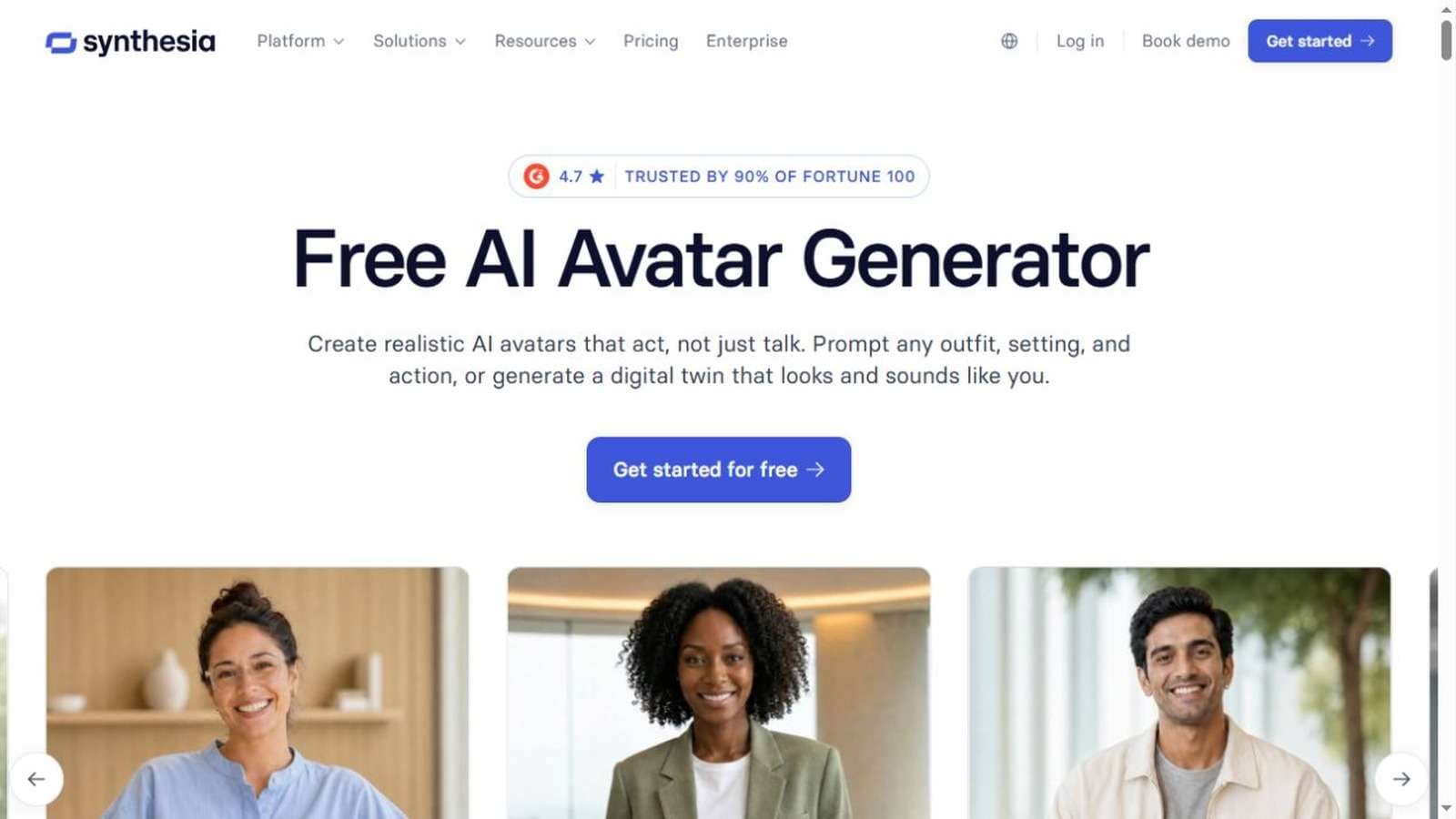 Synthesia business avatar editor used for a training presentation