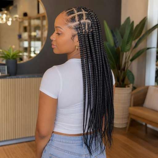 Large Part Knotless Braids hairstyle photo preview