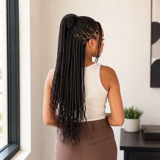 Knotless Half-Up hairstyle photo preview