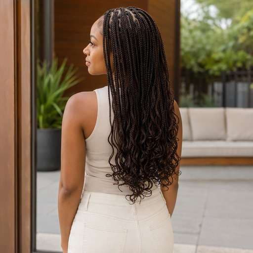 Curled-End Knotless hairstyle photo preview