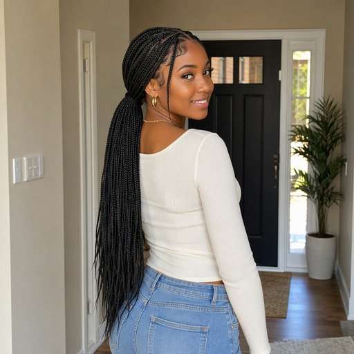 Low Knotless Ponytail hairstyle photo preview
