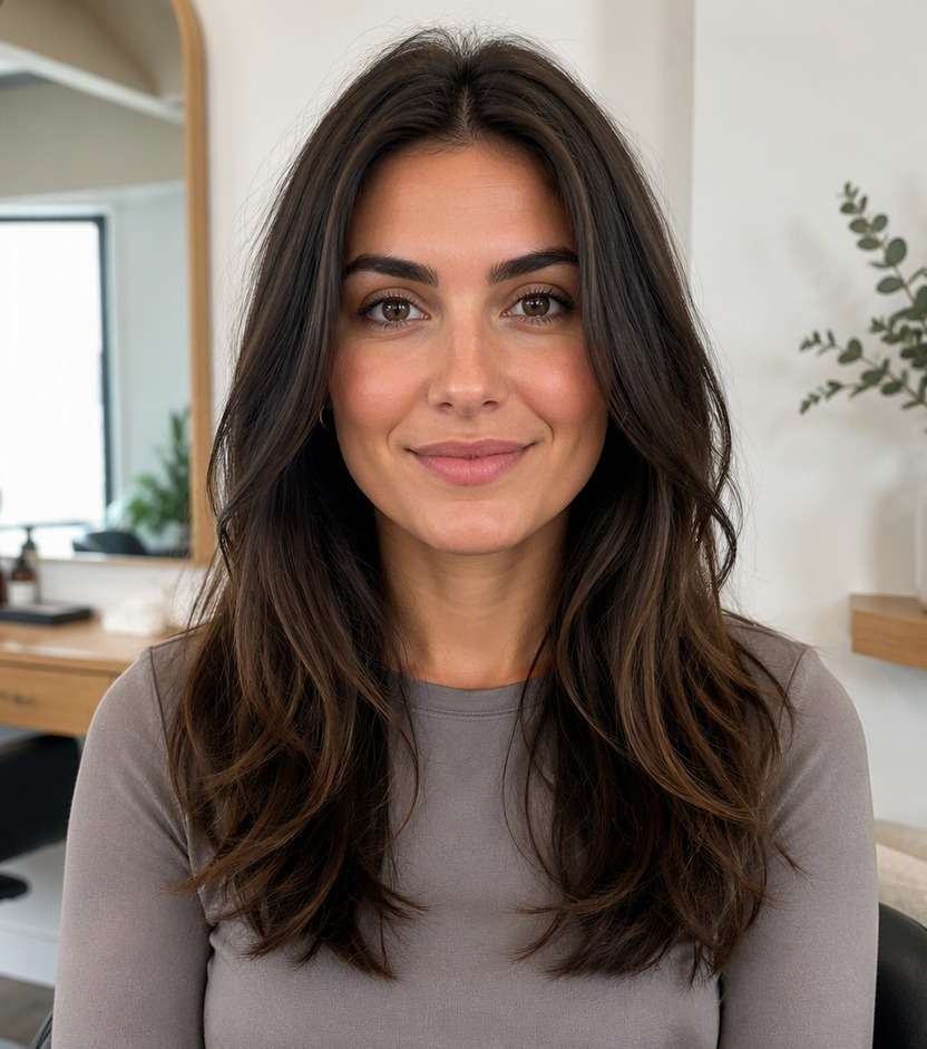 Long straight hair before layers