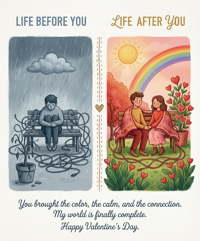 Life Before You vs After You Valentine's Card for Boyfriend