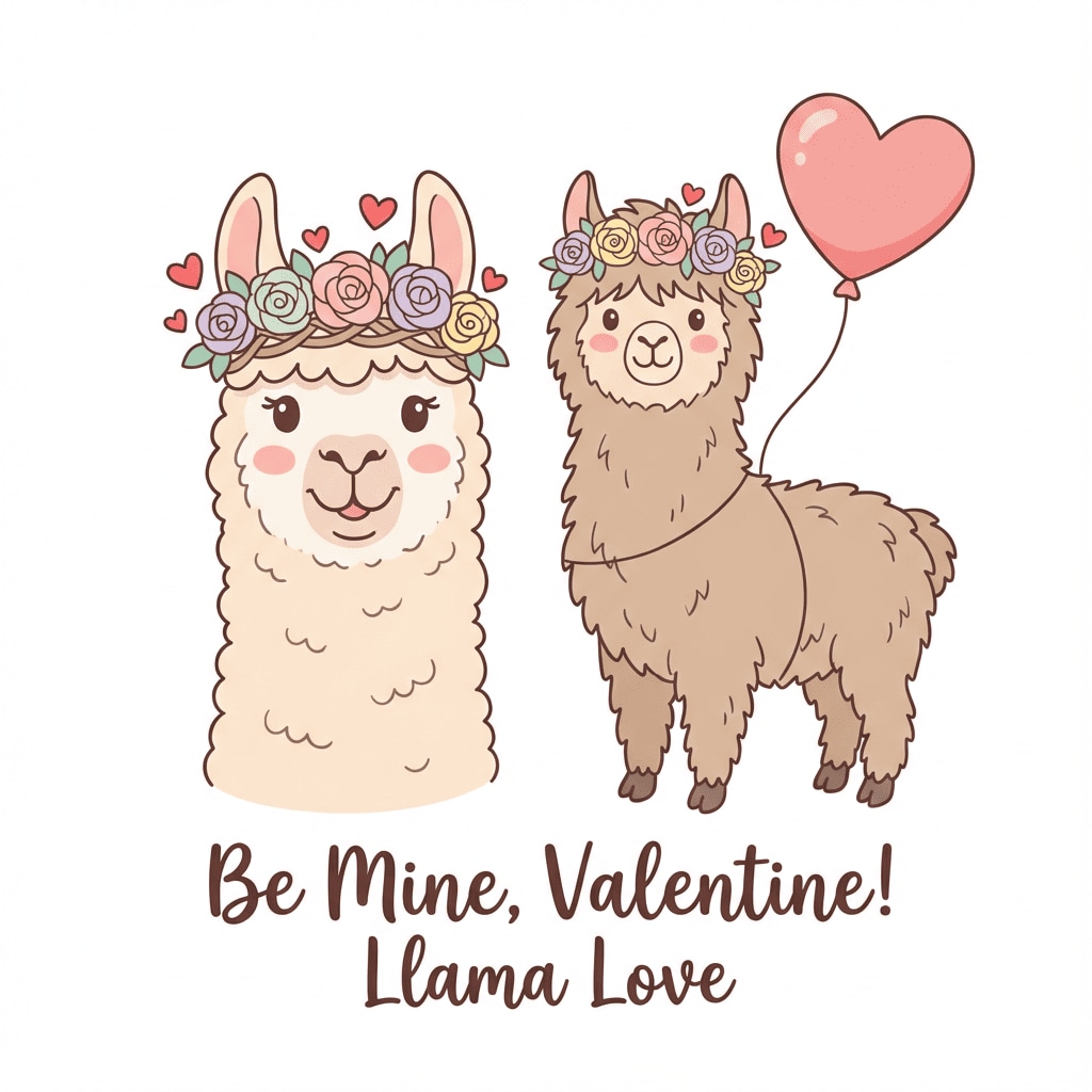 Llama with flower crown clipart