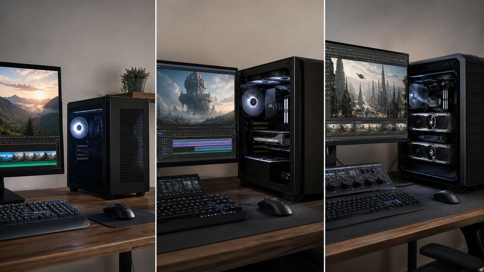 Three realistic workstation tiers for entry-level, enthusiast, and professional local AI video generation