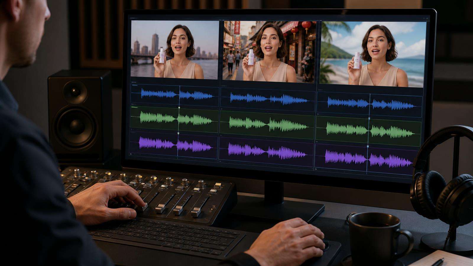 Three localized ad versions showing original voice preservation, native regional voice, and one consistent global brand voice