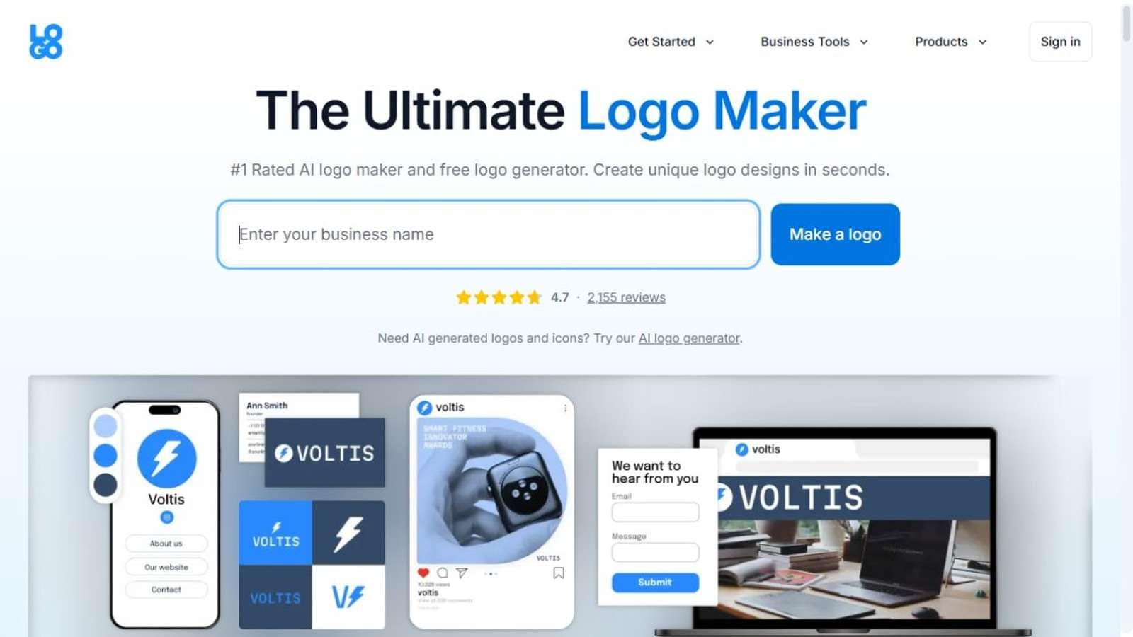 LOGO.com official logo maker interface example