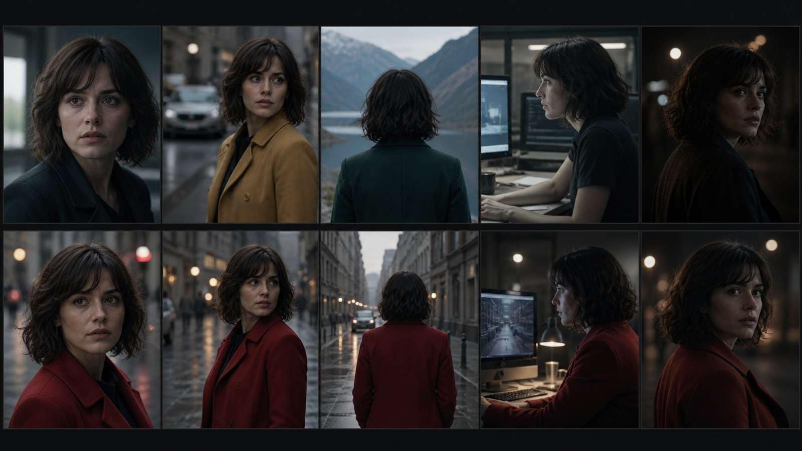Before and after continuity analysis covering identity, wardrobe, location, screen direction, and lighting in a long AI video