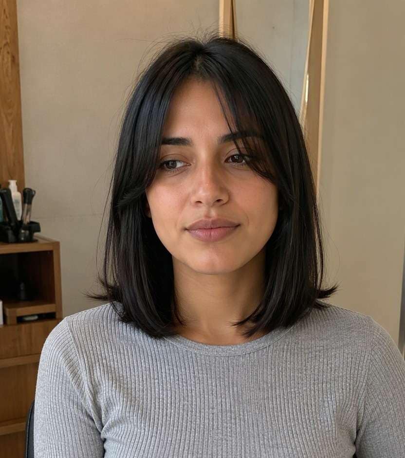 Blunt Lob with Curtains