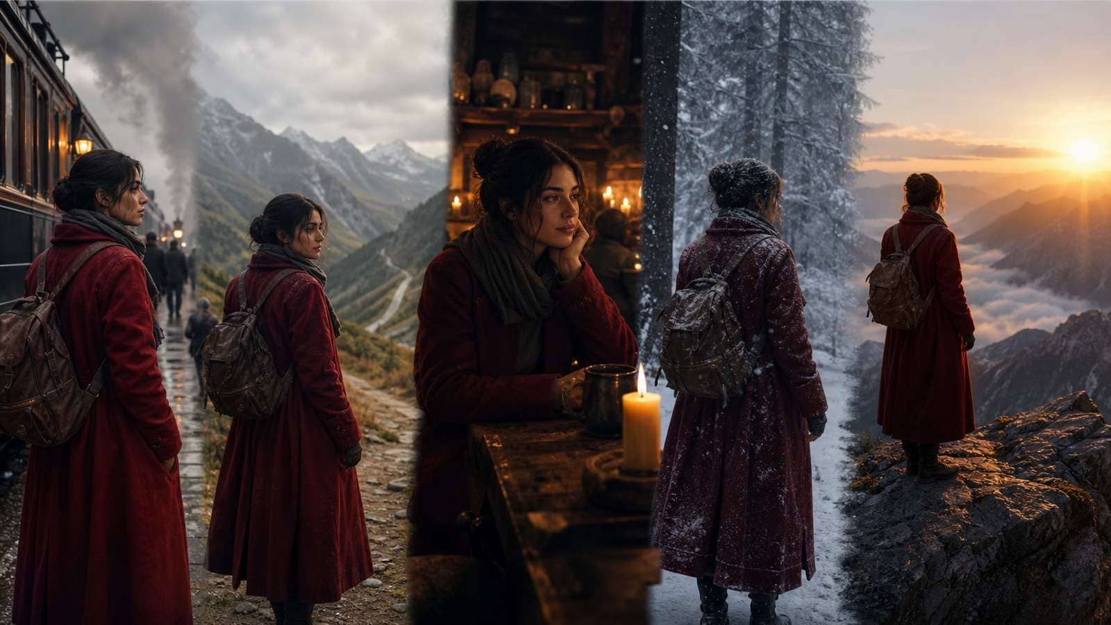 Same fictional protagonist preserved across five connected cinematic story environments