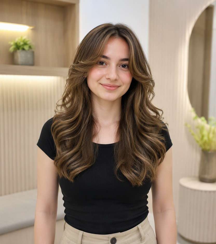 Long Layers with Curtain Pieces hairstyle preview