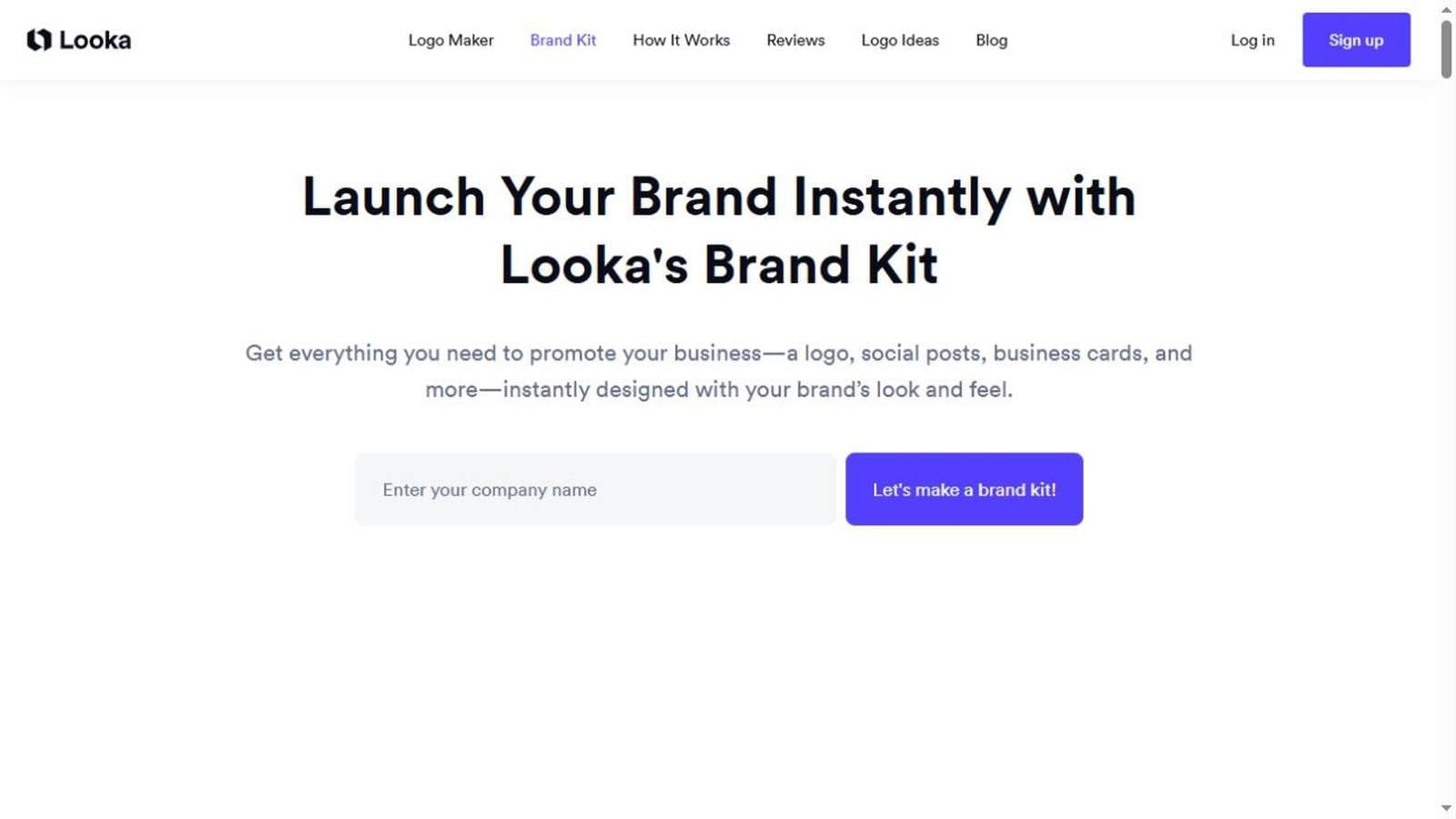 Looka Brand Kit official example for startup identity assets