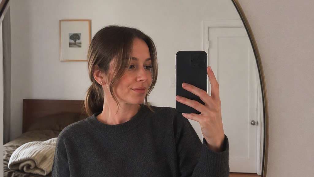 Soft Center Part Low Ponytail hairstyle