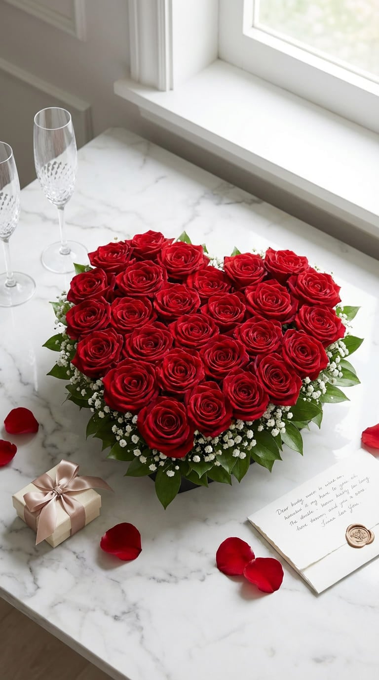 Red roses heart Valentine wallpaper