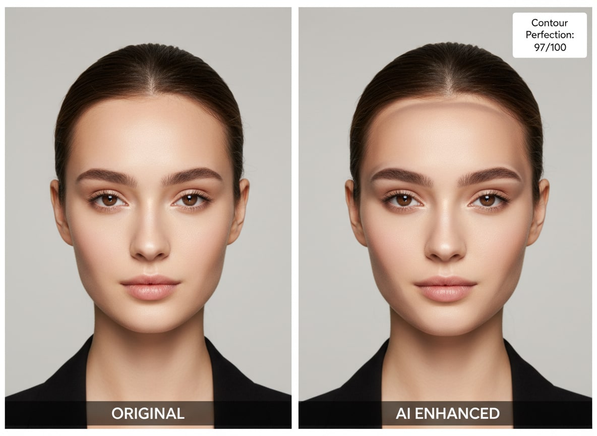 Makeup contouring guide based on forehead type