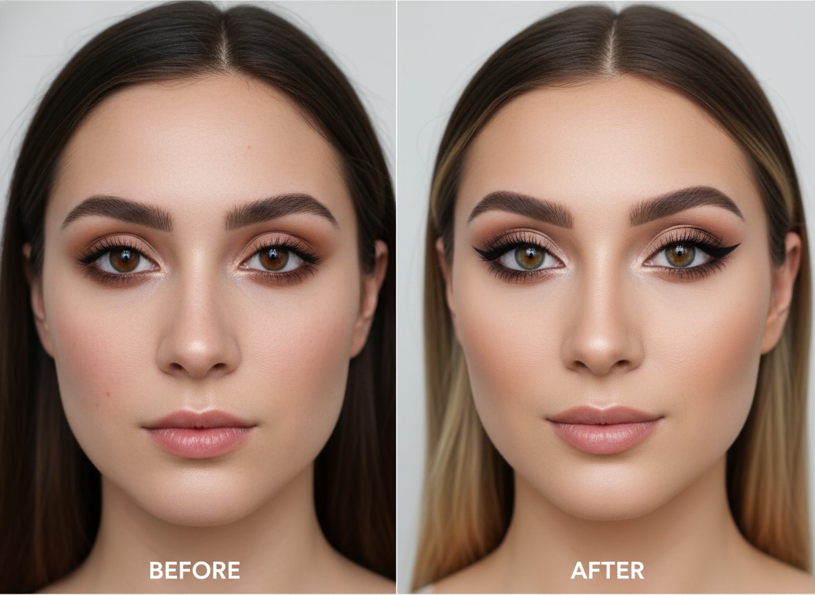 Woman applying eyeliner based on her eye shape
