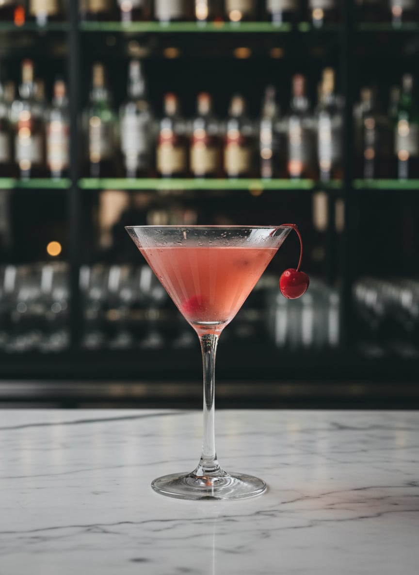 Martini Glass Cherry Garnish