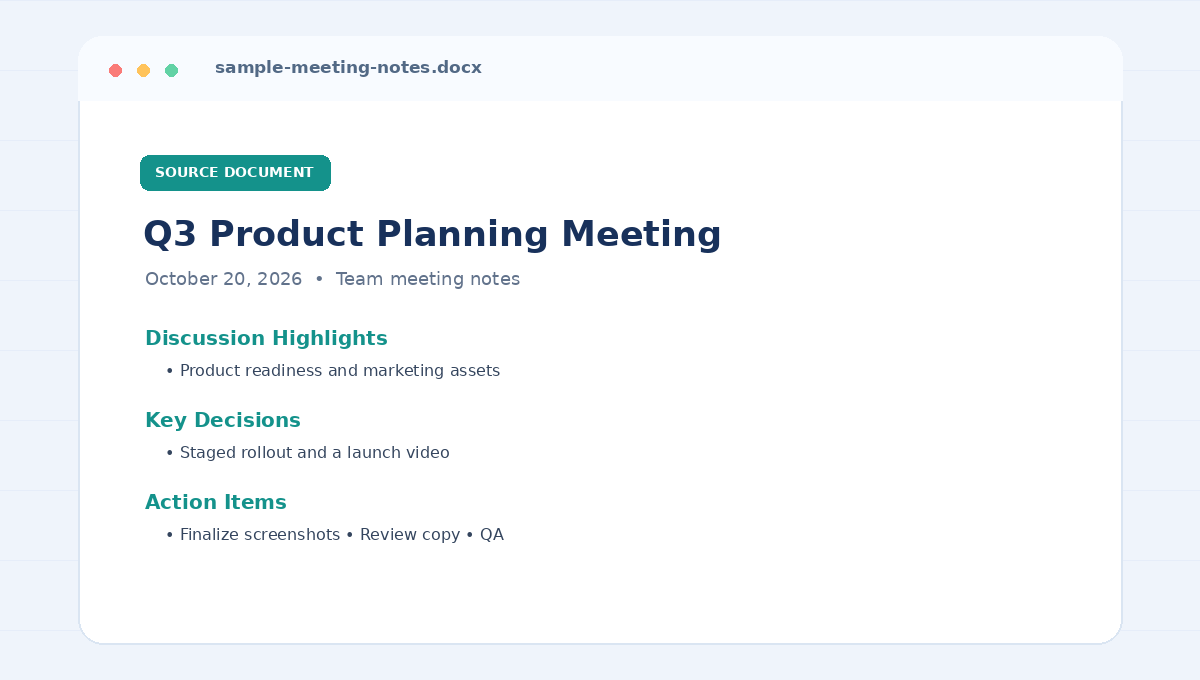 Source Meeting Notes preview