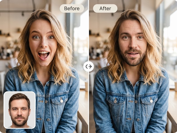 Example of funny meme face swap using AI