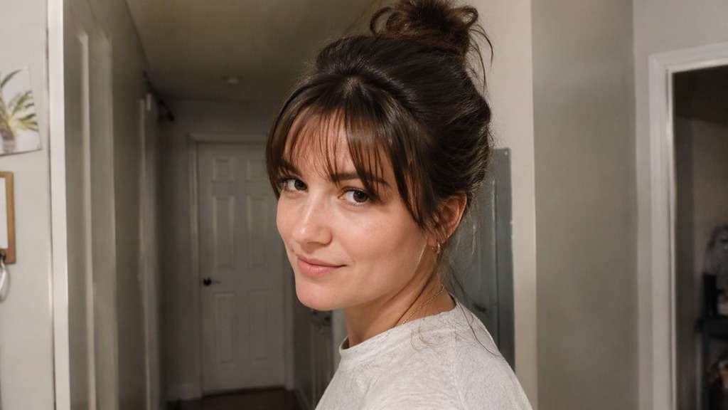 Messy Bun With Bangs hairstyle