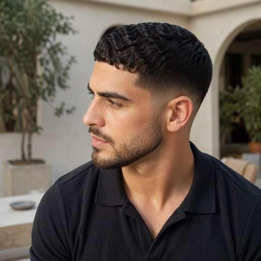 Mid Fade With Short Waves hairstyle preview