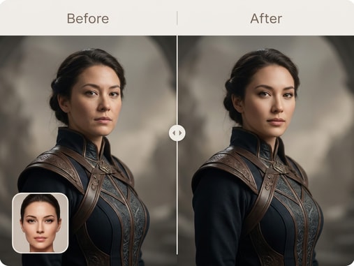 AI poster face swap transformation example