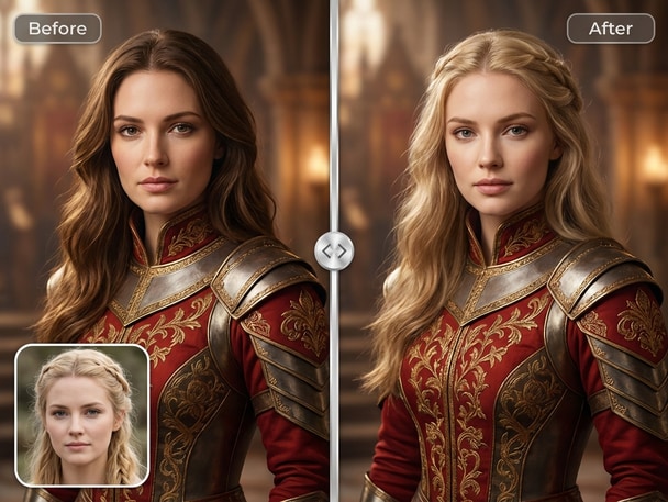 AI-generated Mulan face swap example portrait