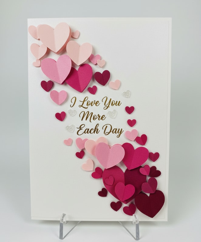 Multi Layer Heart Cascade Valentines Card Girlfriend Dimensional Love