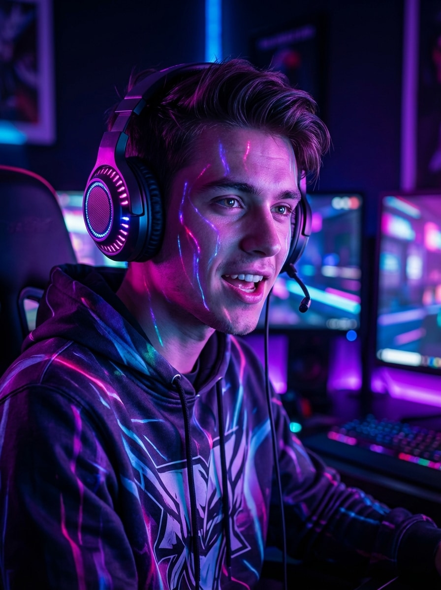 neon rgb gaming streamer avatar