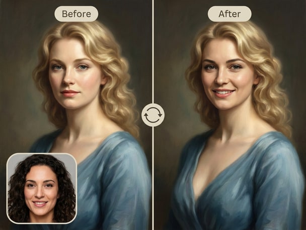 AI painting face swap portrait showcasing artistic oil texture