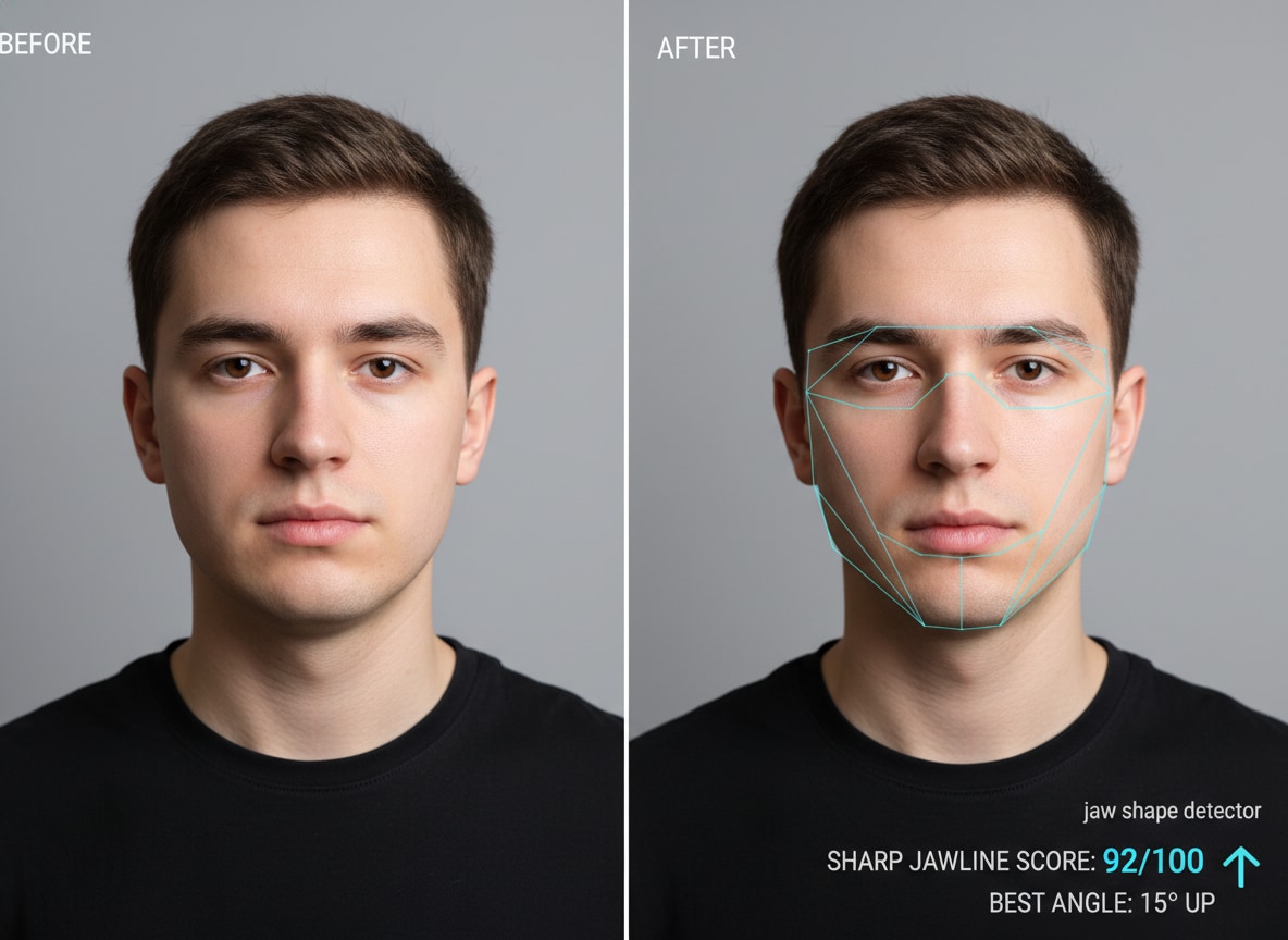 Model finding perfect angle with jaw shape detector