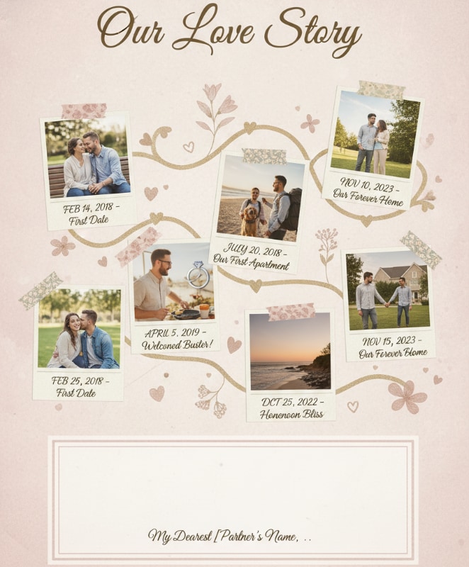 Personalized Photo Timeline Valentines Card Girlfriend Memories Together