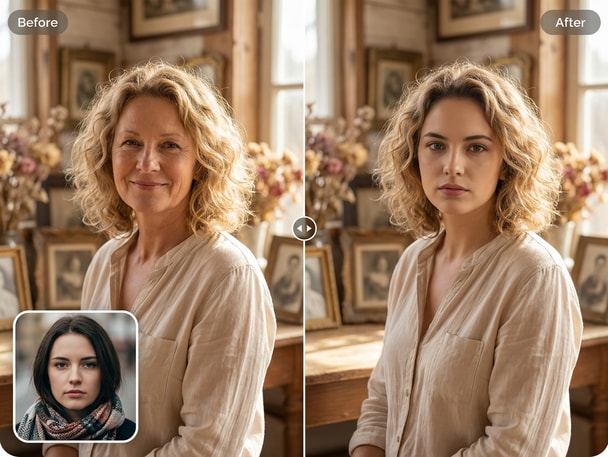 AI tool creating realistic photo montage face online