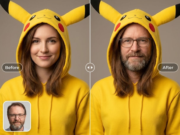 Pikachu face swap fun photo