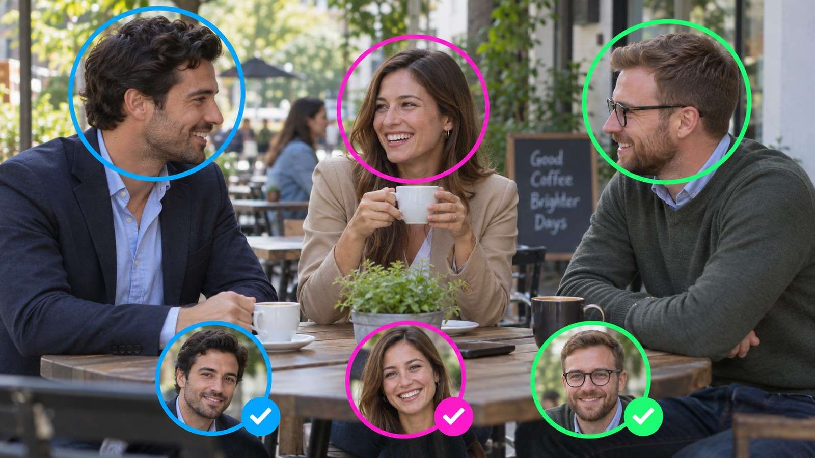 Authorized group photo face swap workflow showing deliberate mapping of selected faces
