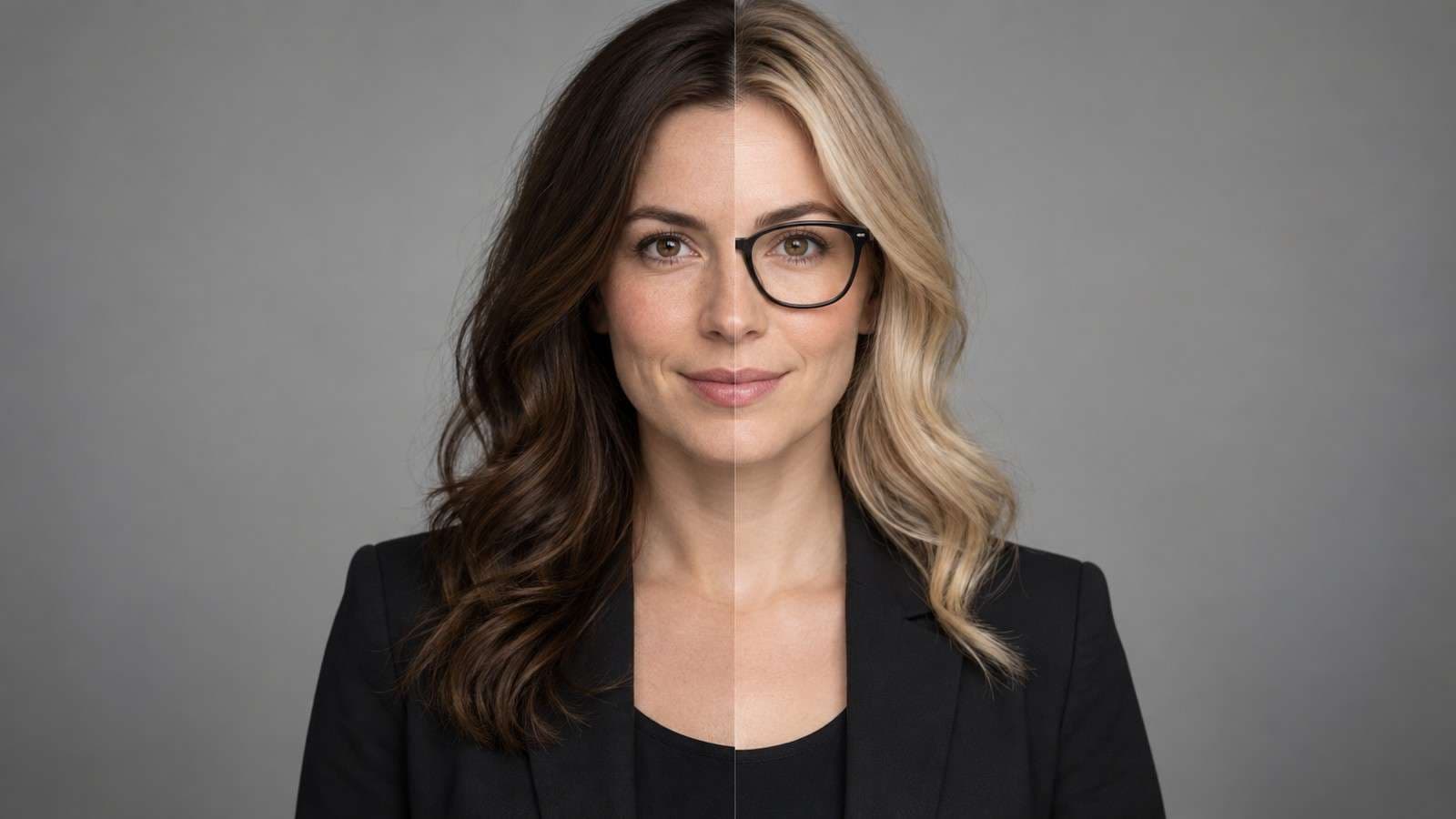 Authorized photo face swap test with difficult hair edges, side lighting, and a slight head turn