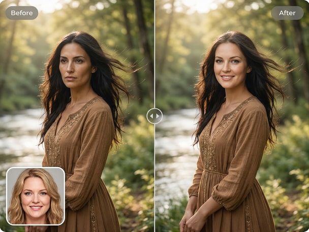 AI-generated Pocahontas face swap portrait