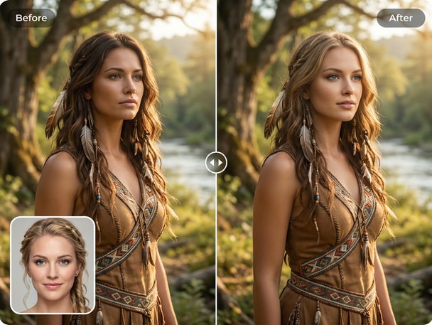 AI Pocahontas face swap example portrait