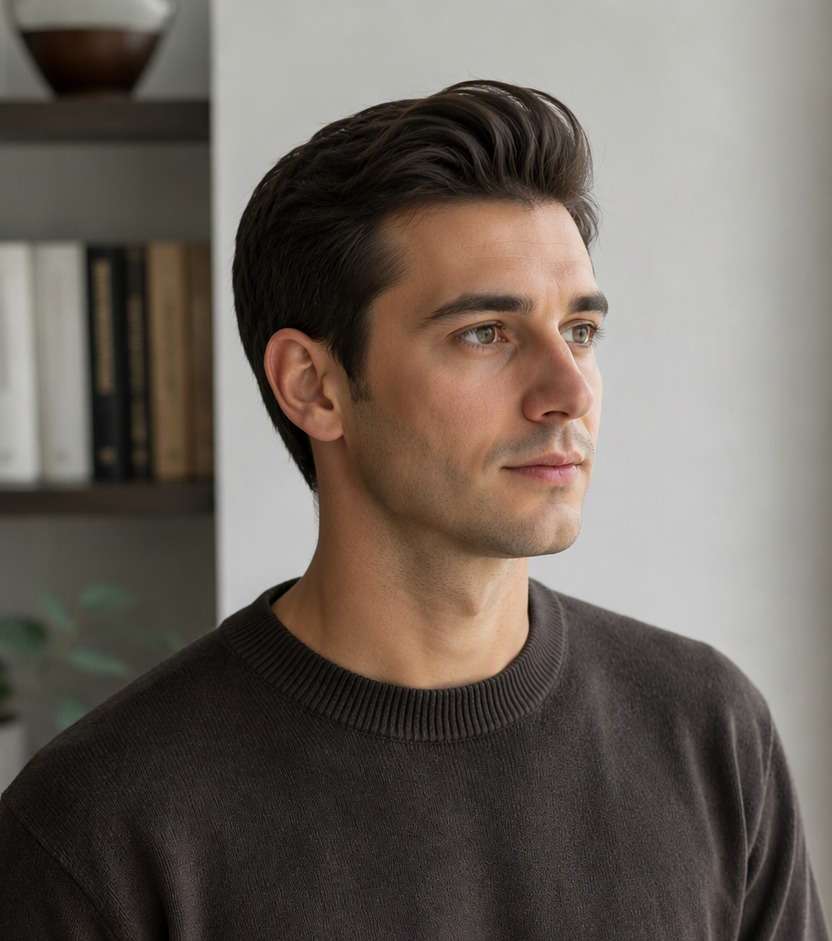 Pompadour haircut after photo