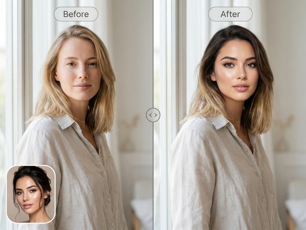 AI portrait face swap showing smooth facial blending