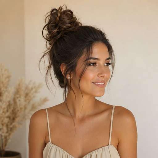Soft Messy Bun hairstyle photo preview