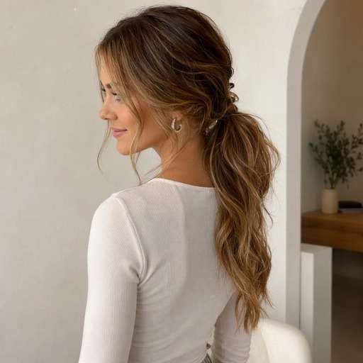 Textured Low Ponytail hairstyle photo preview