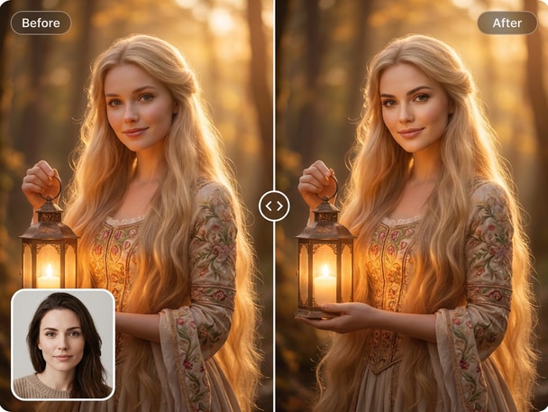 Fantasy theme photo transformed with face swap