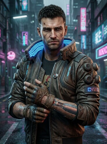 Cyberpunk street android realistic 3D model